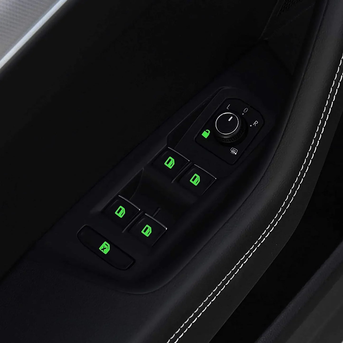 18Pcs/set Luminous Car Window Button Sticker Car Door Window Lift Button Stickers Night Fluorescent Decals Car Interior Sticker