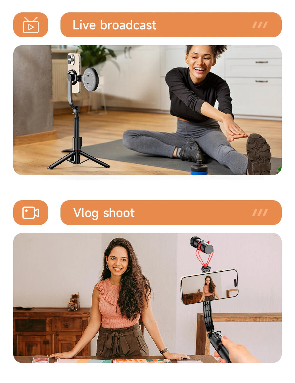 KEELEAD Magnetic Selfie Stick with Bluetooth Remote Magsafe Cellphone Tripod Stand for iPhone 14 13 12 Pro Max Vertical Shooting