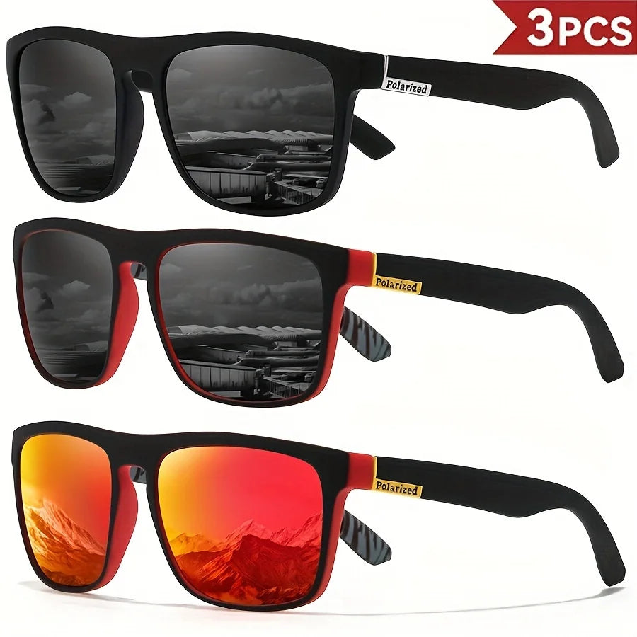 Men's Square Polarized Sport Sunglasses — UV400 Multi-Pack