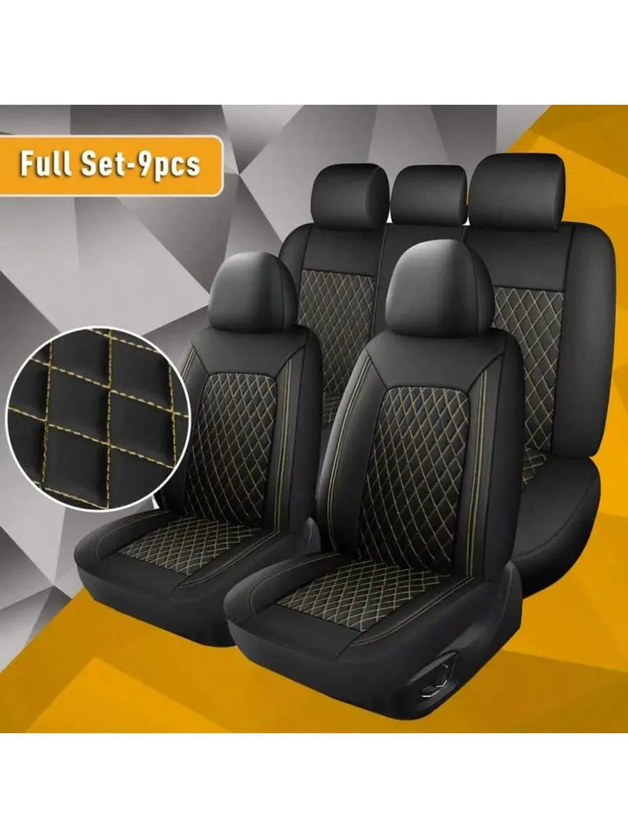 All-Season Quilted Faux Leather Car Seat Covers Universal Fit Most Cars
