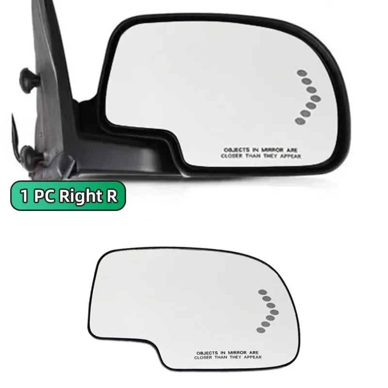 For GMC Cadillac Chevy Silverado 1500 2003 - 2007 Driver / Passenger Side Door Wing Mirror Glass Heated Turn Signal Light Plate