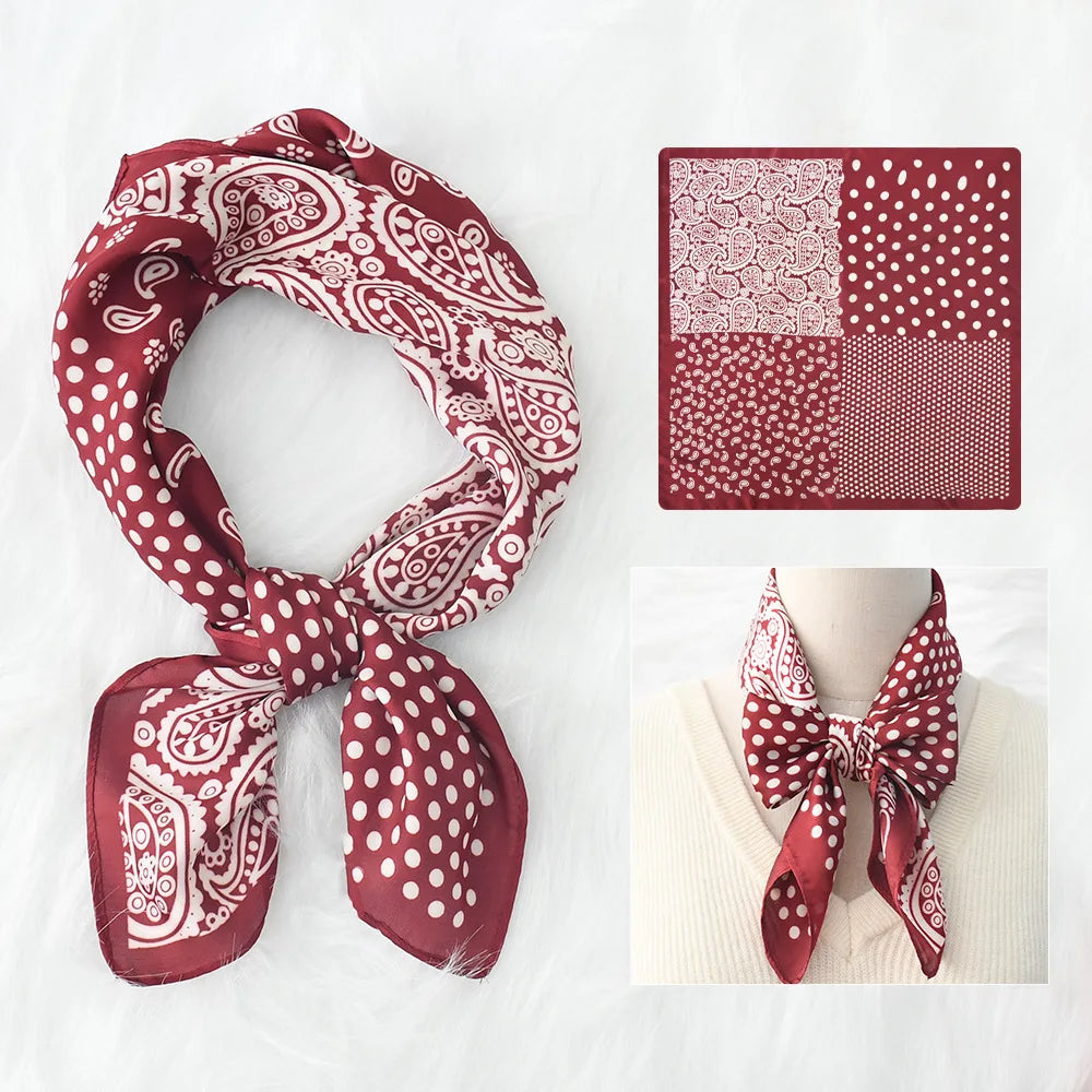 Women's Silky Square Headscarf - 70cm Satin Neckerchief & Bag Scarf - photo 3