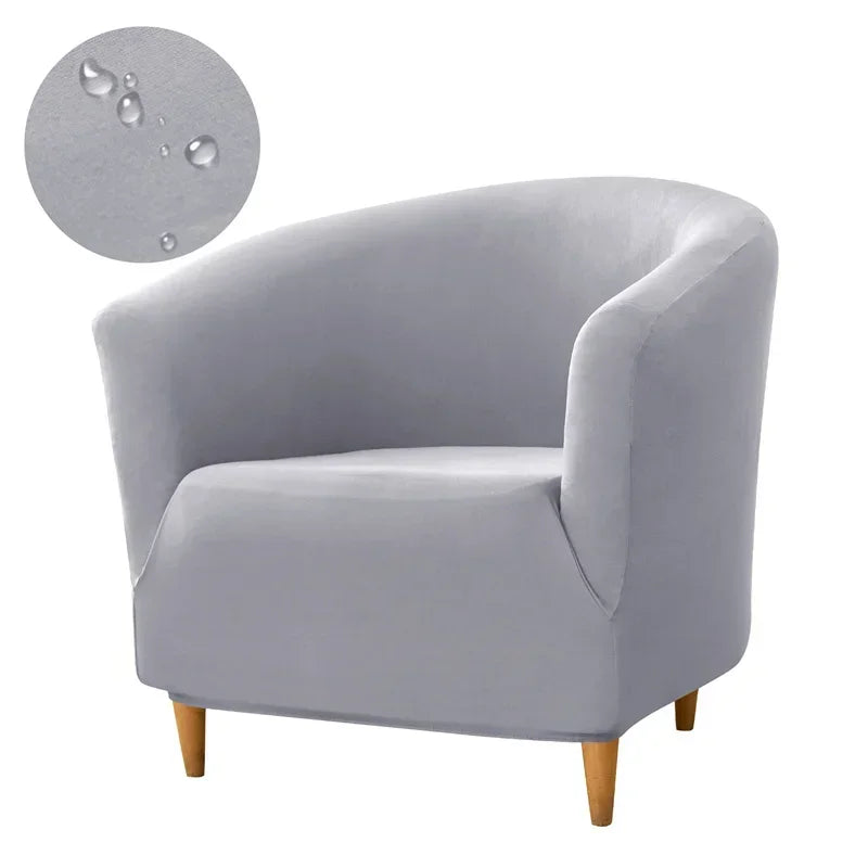 1PC Stretch Club Chair Cover Water Repellent Solid Color Arc Sofa Covers Single Removable Seat Slipcover Hotel Bar Counter Decor