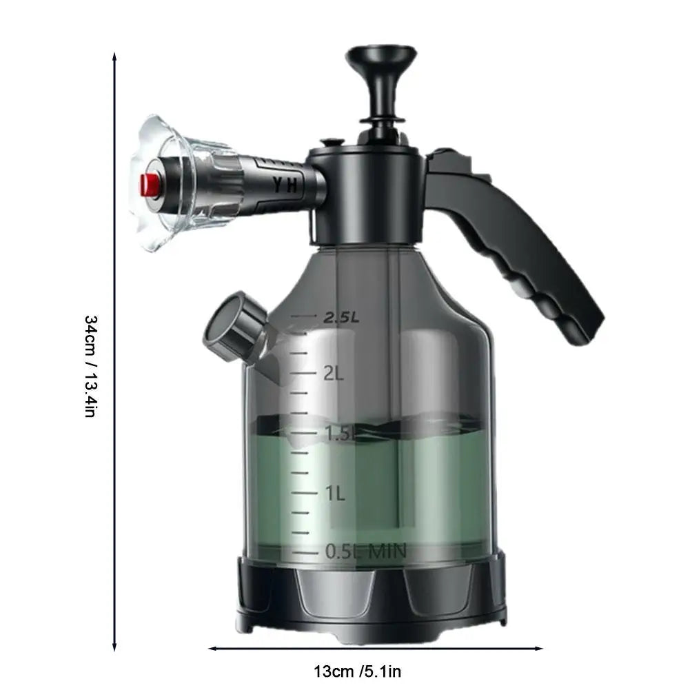 3L Hand Pump Foam Sprayer with 3 Types of Nozzle Hand Pneumatic Foam Cannon Snow Foam High-pressure Car Wash Spray Bottle
