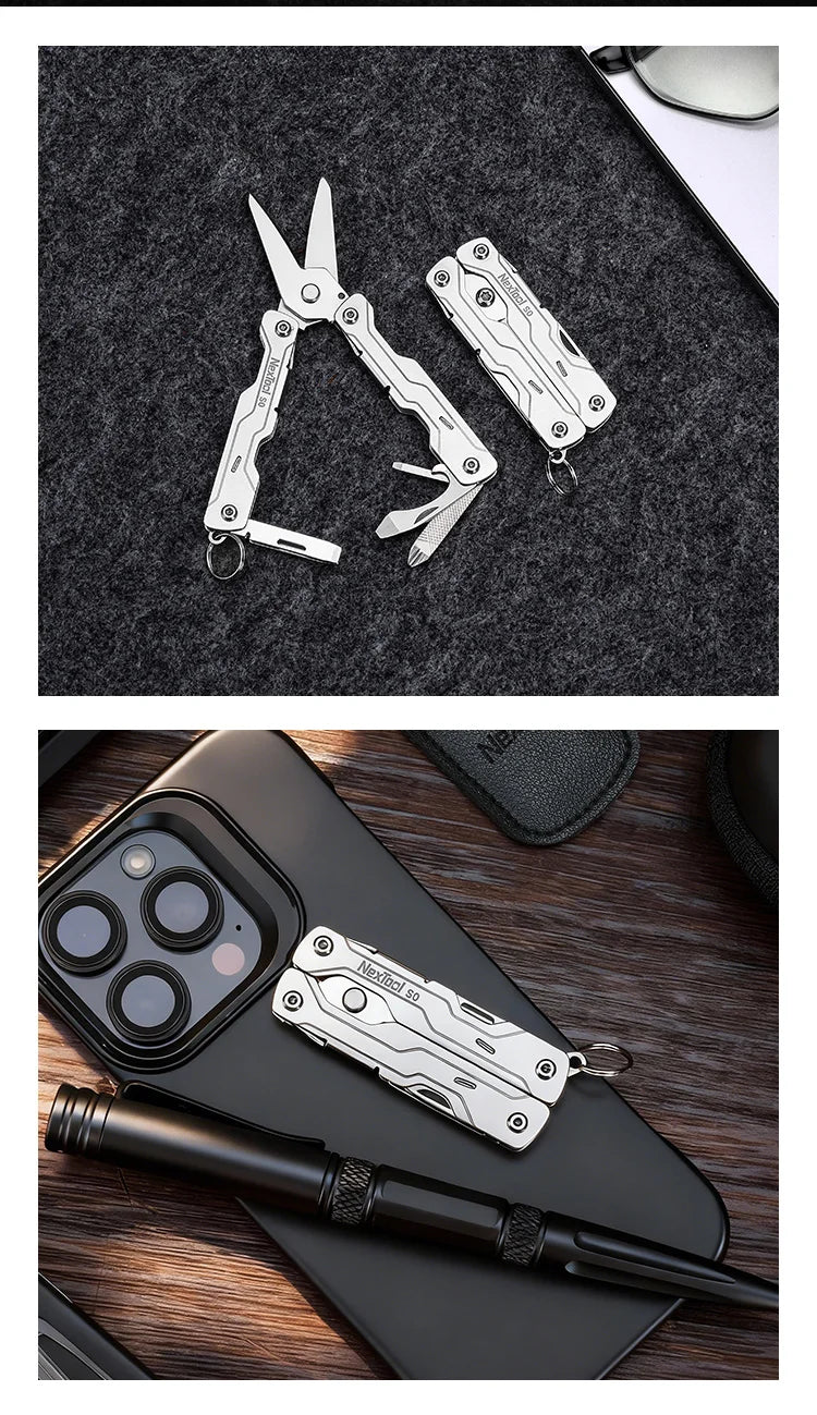NexTool 8 In 1 Mini Sailor Scissors S0 Micro Keychain Multitool Screwdriver Portable Pocket Folding EDC Tool for Travel