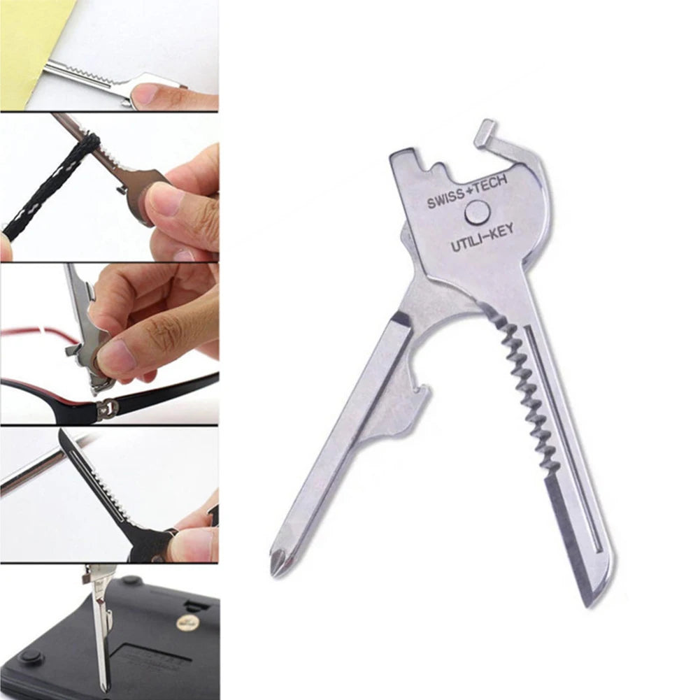 Multi Function Pocket Tool 6 In 1 Keychain Screwdriver Bottle Opener EDC Utility Outdoor Survival Rescue Folding Plier KeyRing