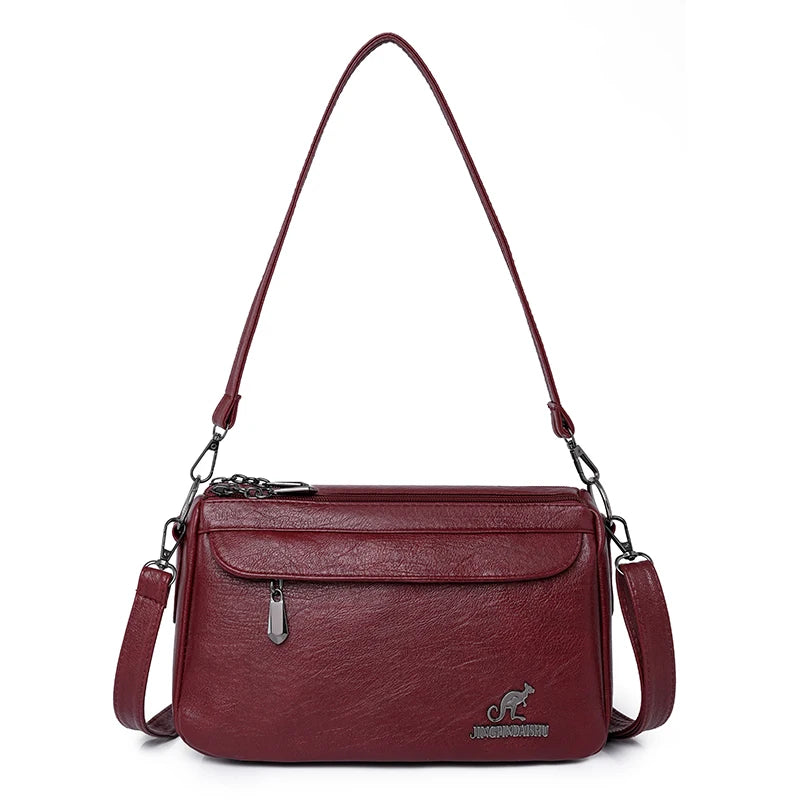 Women's Vintage Faux Leather Crossbody Bag - Zip Shoulder Purse - photo 10