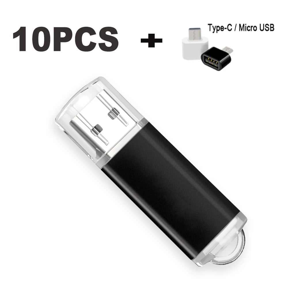 Color USB 2.0 Flash Drive 10-Pack — Bulk Mini Memory Sticks 4GB to 128GB