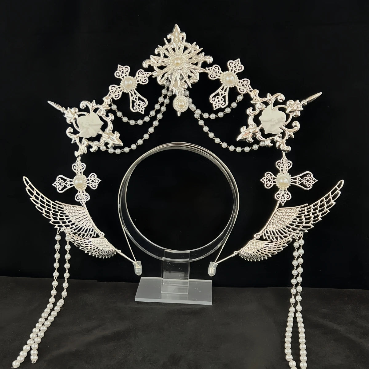 Handmade Halo Crown Headpiece Lolita Goddess KC Gothic Halo Crystal Crown Headband Hair Accessories