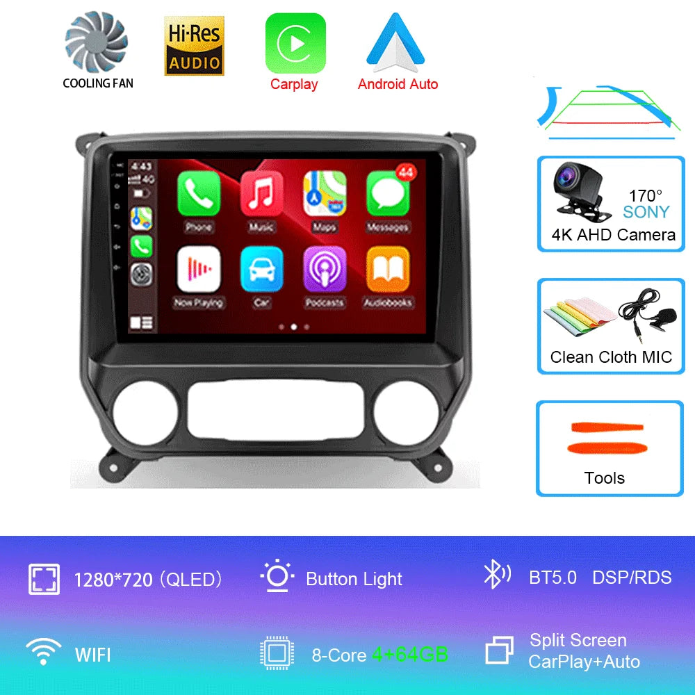 2K Android Car Stereo with CarPlay & Android Auto — Chevrolet Silverado (2014–2018)