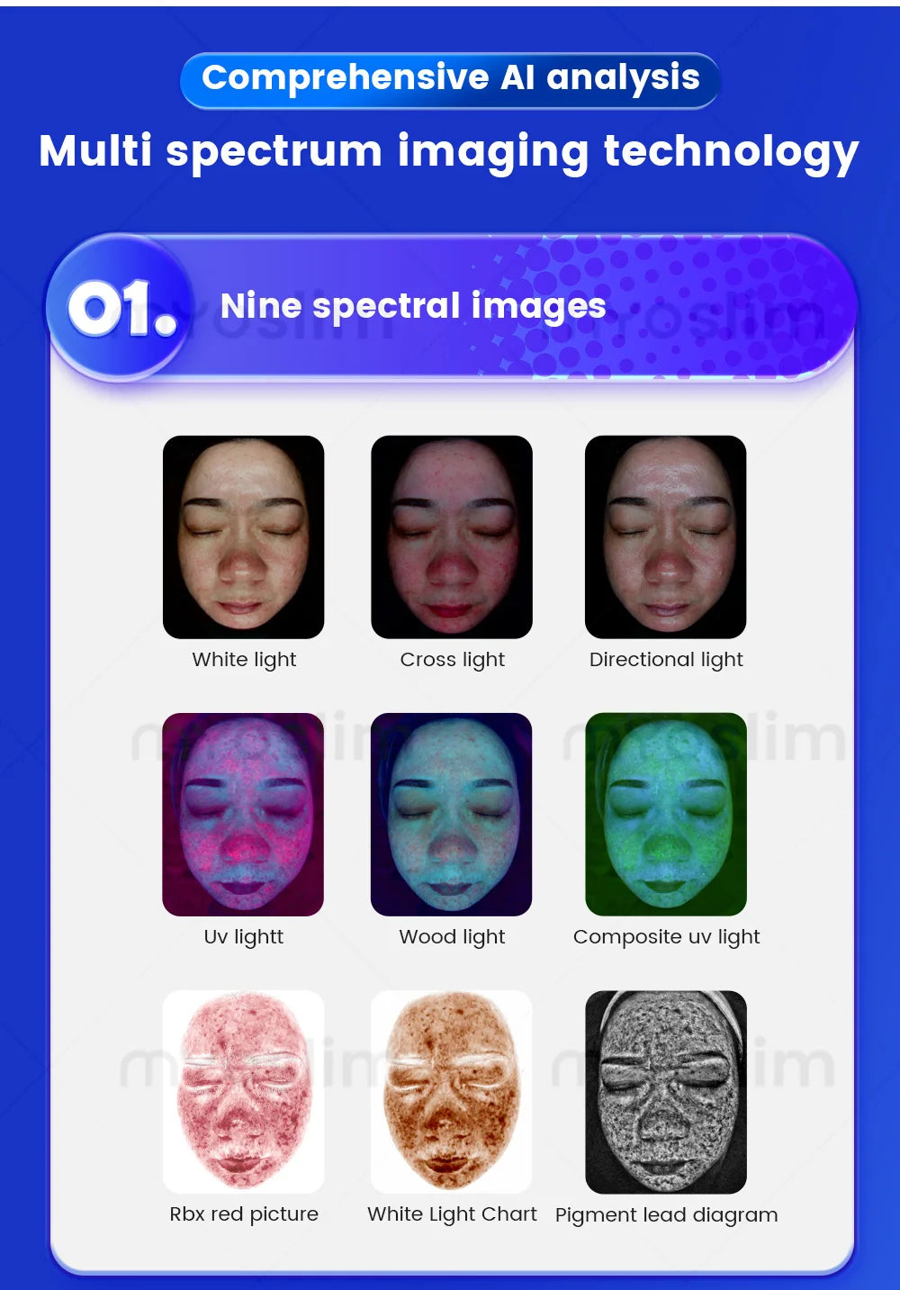 21.5 Inch 3D Facial Skin Analyzer Machine AI 8 Light Spectrum Skin Care Scanner for Business Hair Analysis Beauty Care