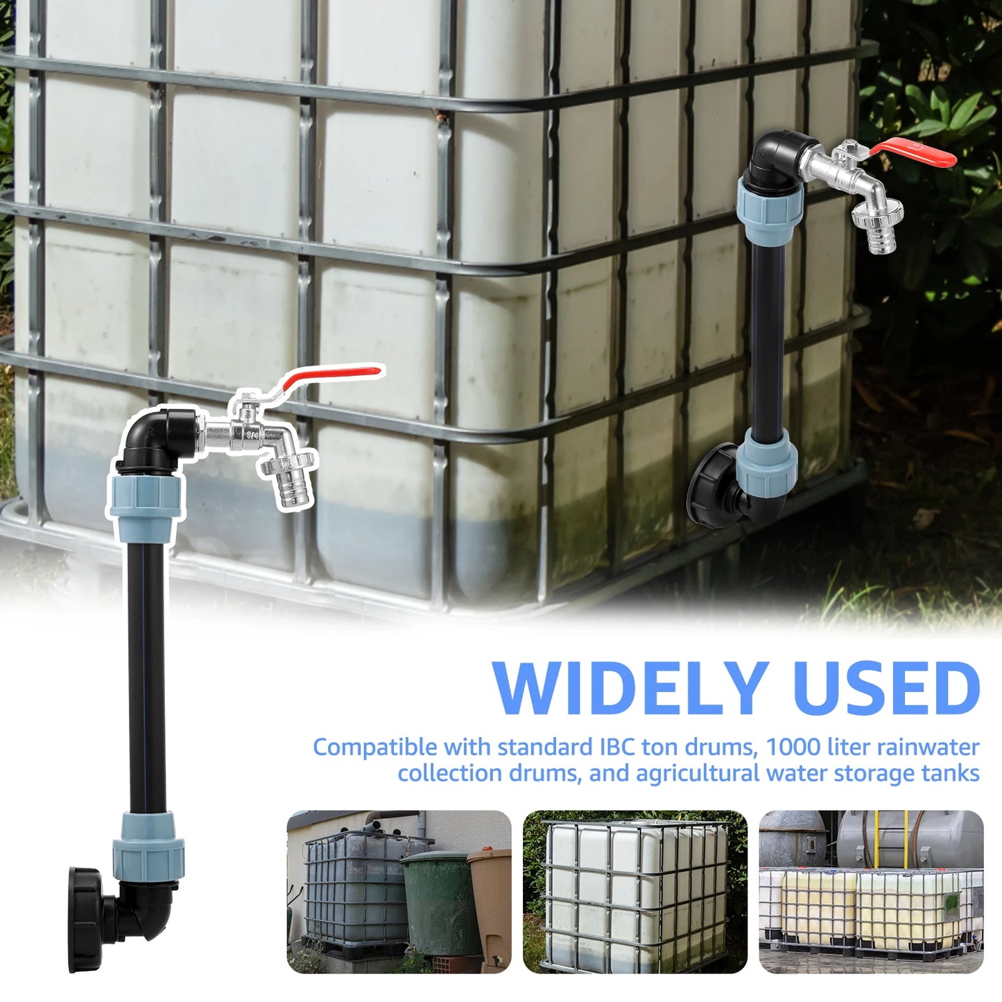 IBC Tank Adapter Kit — 3/4" Gooseneck Tap & Rain Barrel Outlet