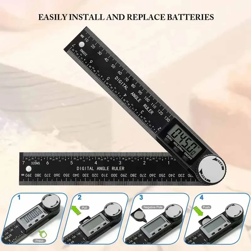HOMEFISH 1 PC 2 in 1 Digital Angle Detector Scale Suitable for Woodworking Measurement Tools High Accuracy Mutifunction Tools
