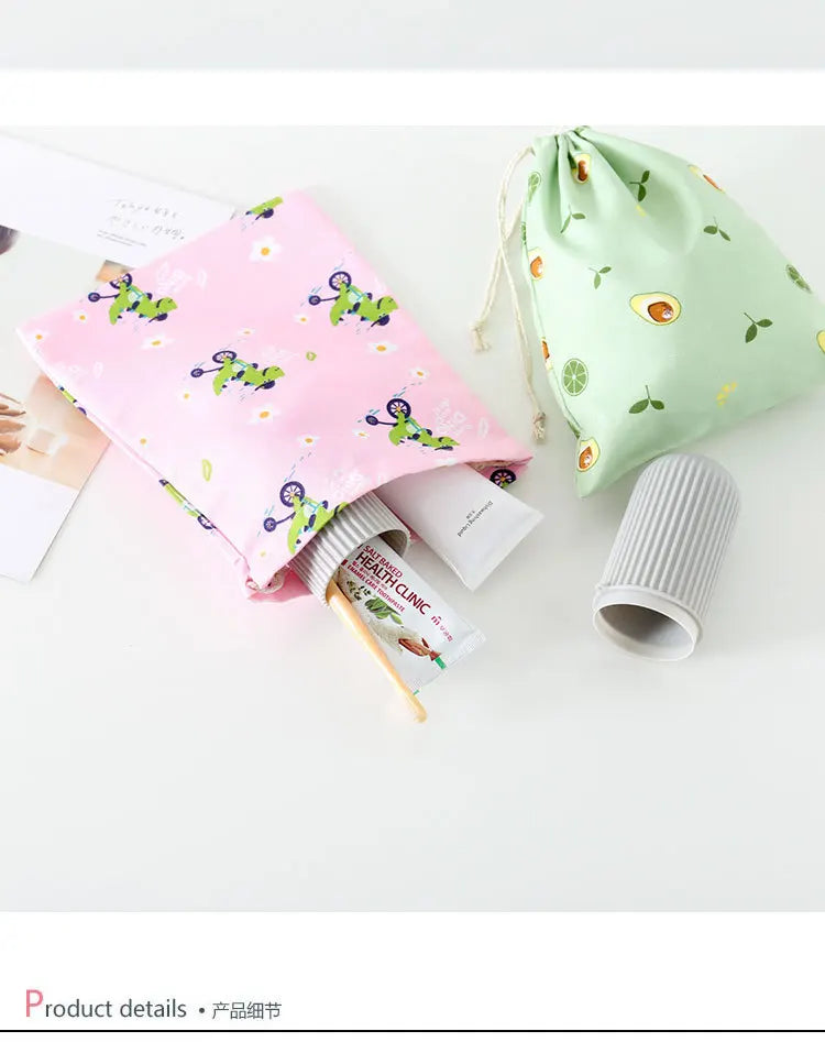 Cute Cotton Travel Storage Bag Drawstring Bag Dustproof Clothes Socks Cosmetic Packaging Organizer Drawstring Pocket