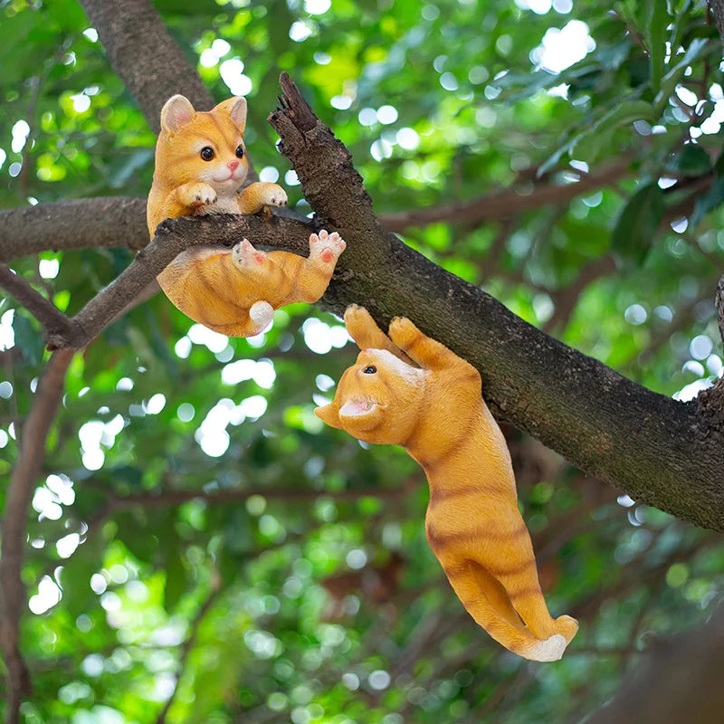 Creative Cartoon Simulation Tree Climbing Cat Pendant Outdoor Garden Courtyard Balcony Landscape Resin Decoration Kitten Hanging