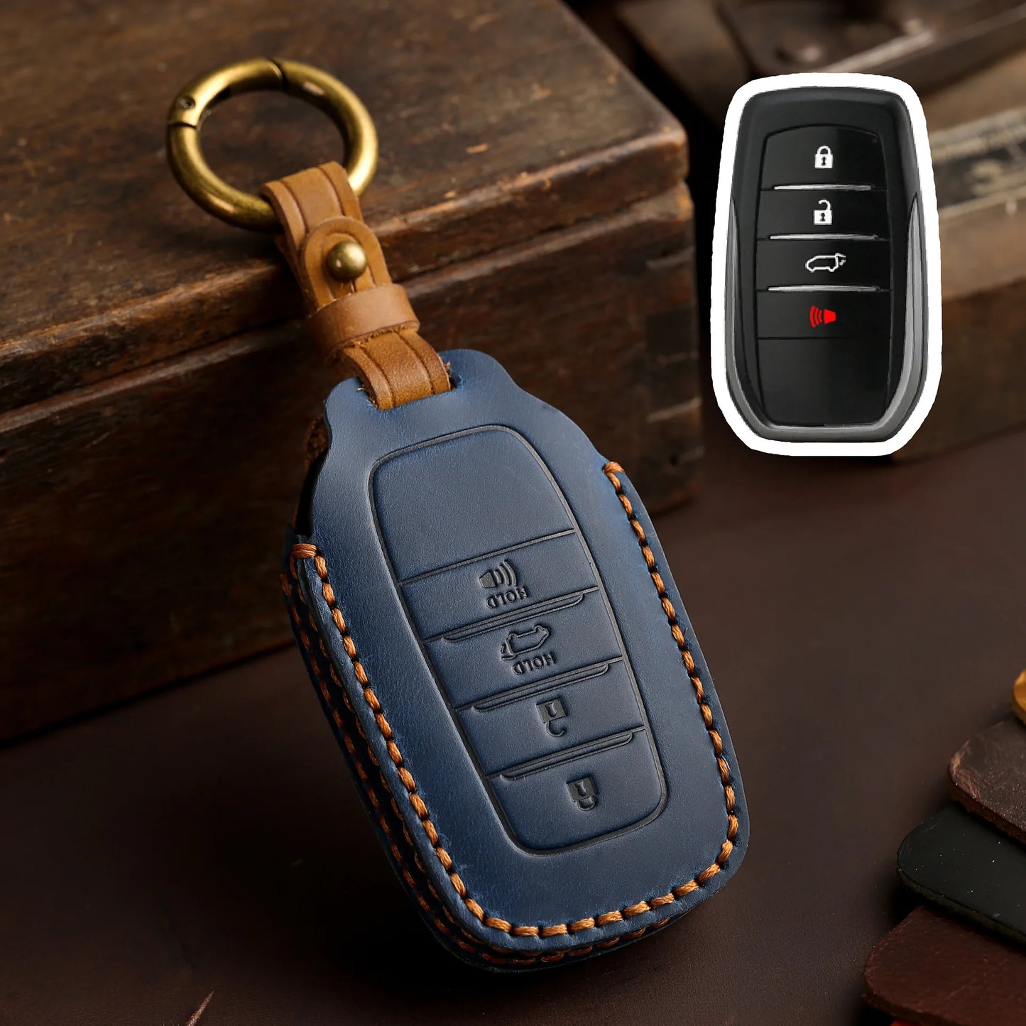 Leather Car Key Fob Case Cover for Toyota CHR Camry Prius Land Cruiser Prado Furniture Corolla Yaris RAV4 Highlander Accessories