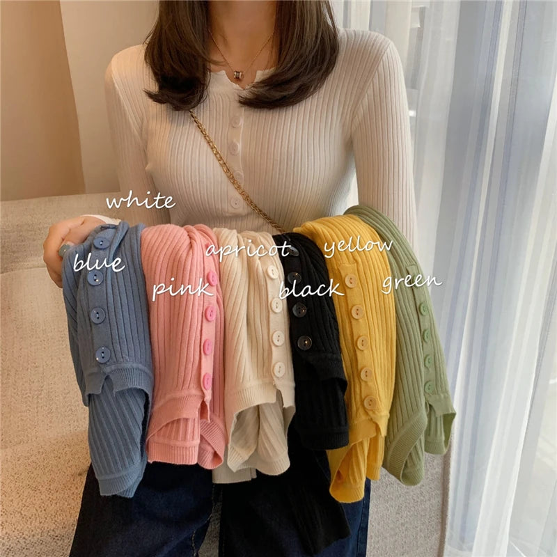 Women's striped button knit sweater — view 7 of 20