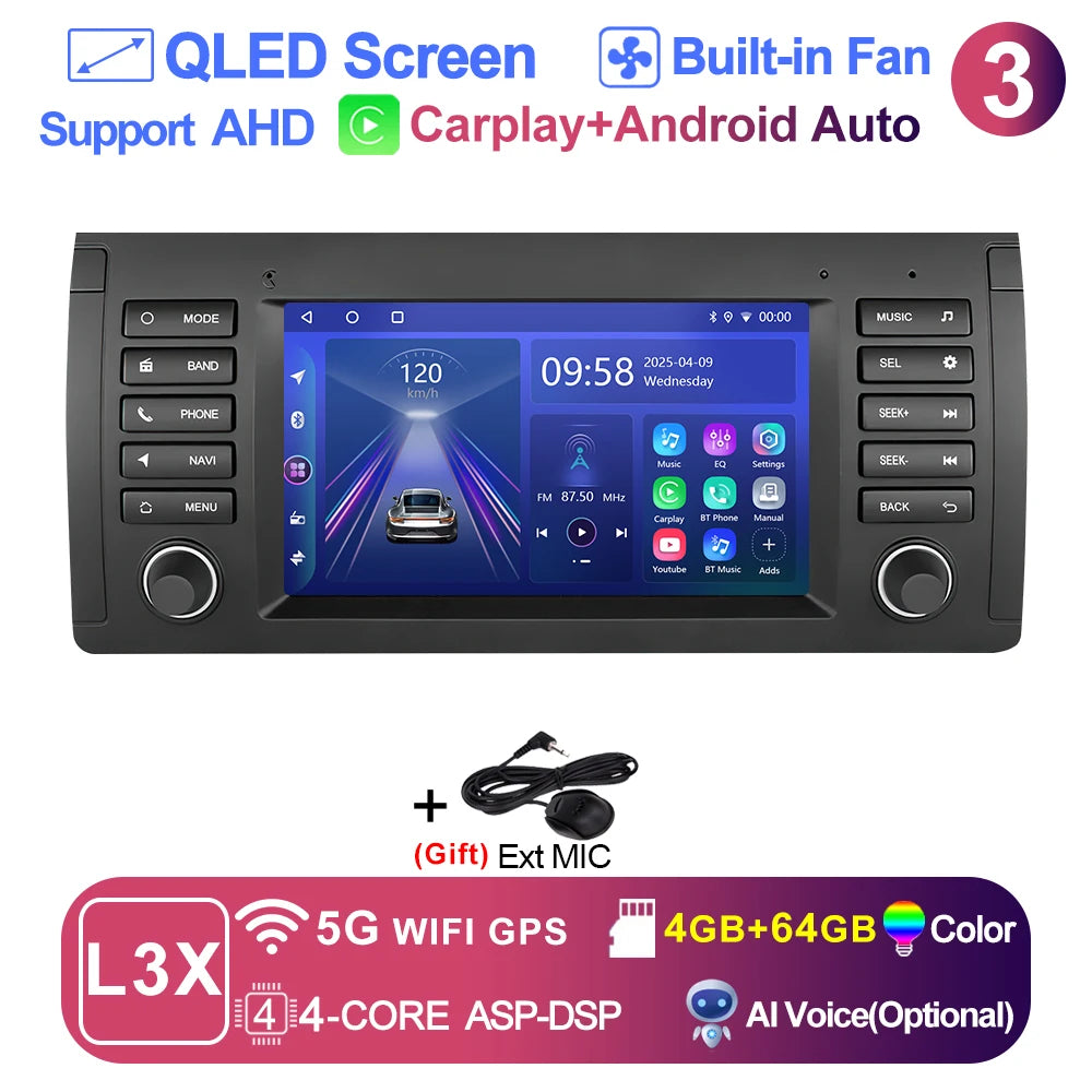 LEHX L6 2din Android14 Auto Carplay Car Radio Multimedia Stereo For BMW E53 5 Series E39 M5 1995-2003 Stereo autoradio gps 2 din