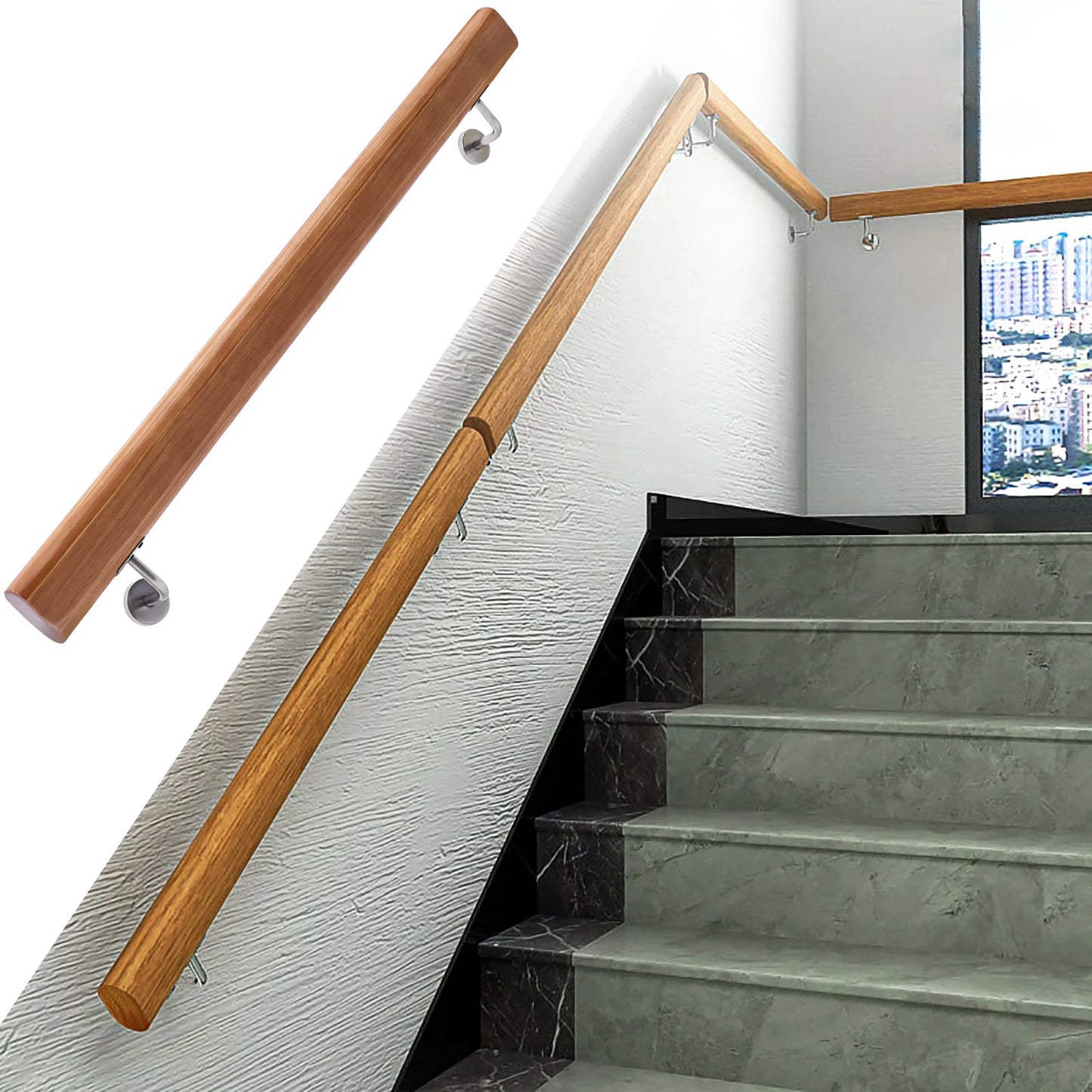 Handrail For Stairs Hand Railings For Decking Ergonomic Stair Wooden Handrail For Home Balcony Decking Doorway Indoors And