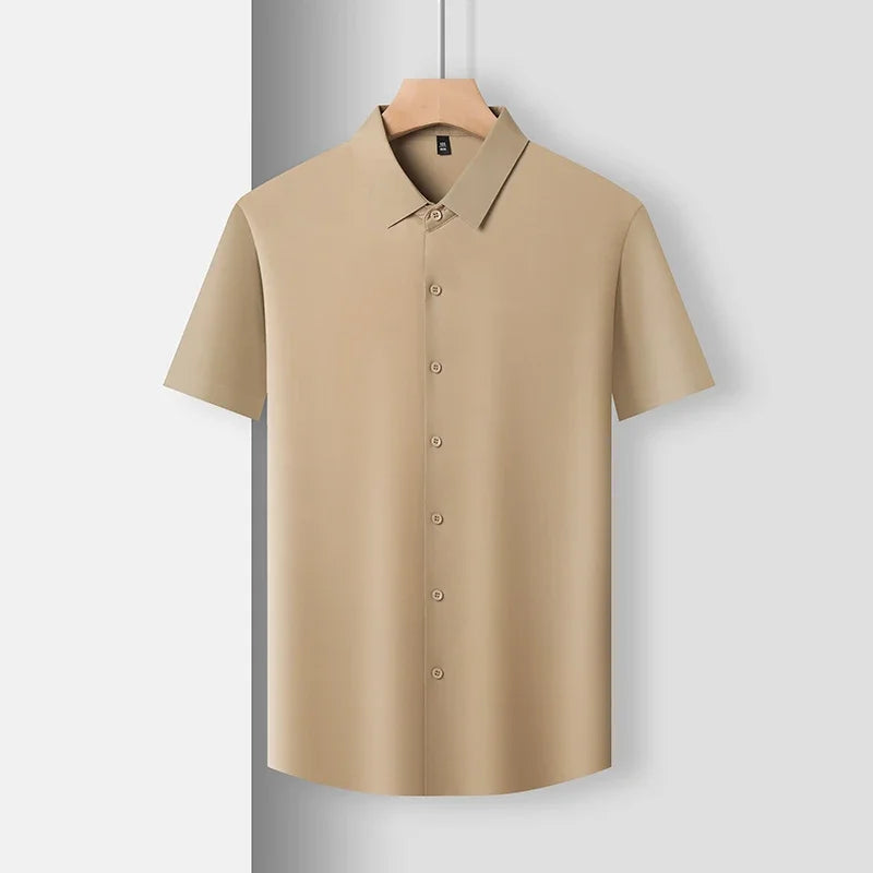 Men's Solid Short-Sleeve Shirt - Wrinkle-Free, All-Season Casual