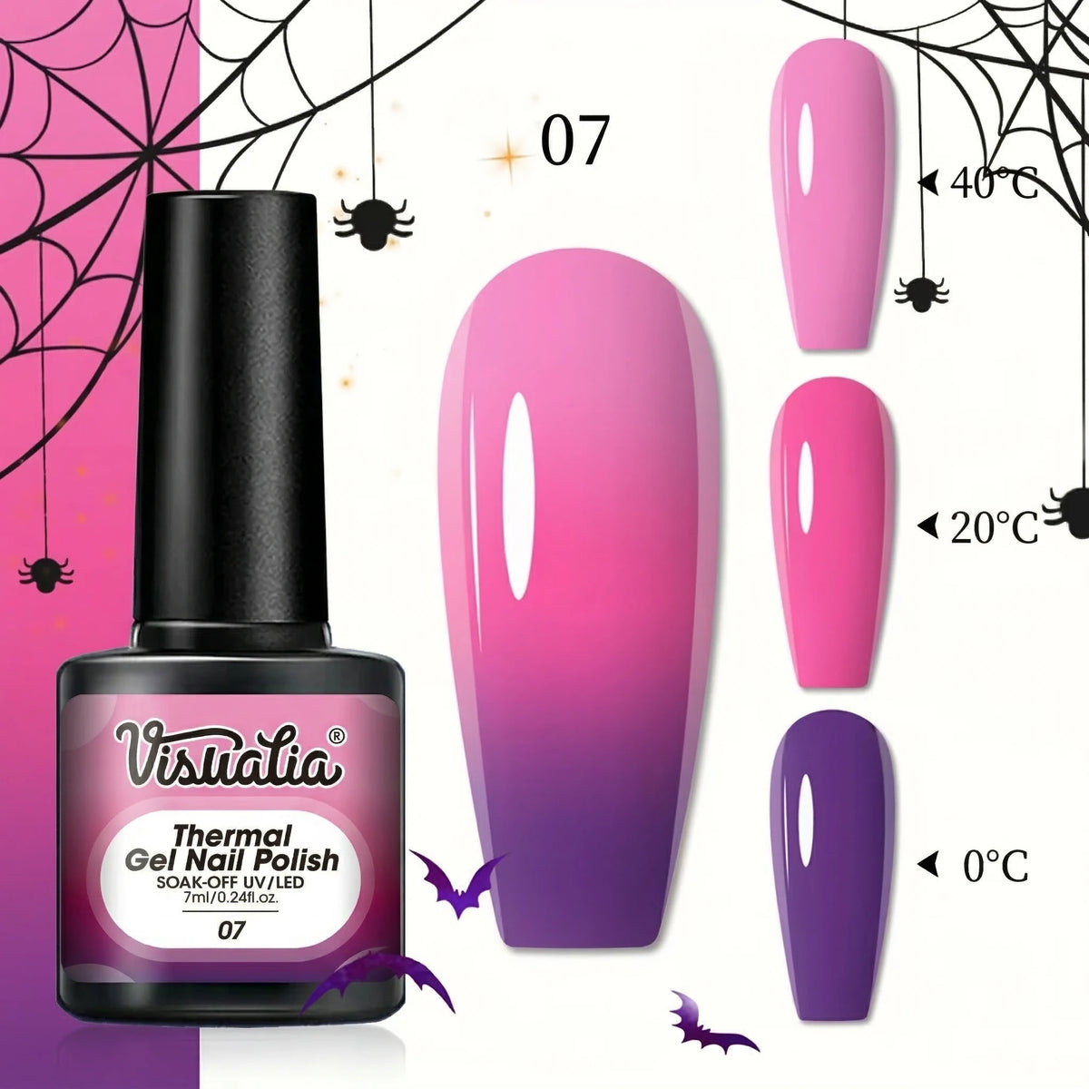 1pc Gradient Hot Gel Nail Polish Set, Changes with Temperature, Semi-Permanent /LED, Soak-Off, Long-Lasting, And Fragrance,