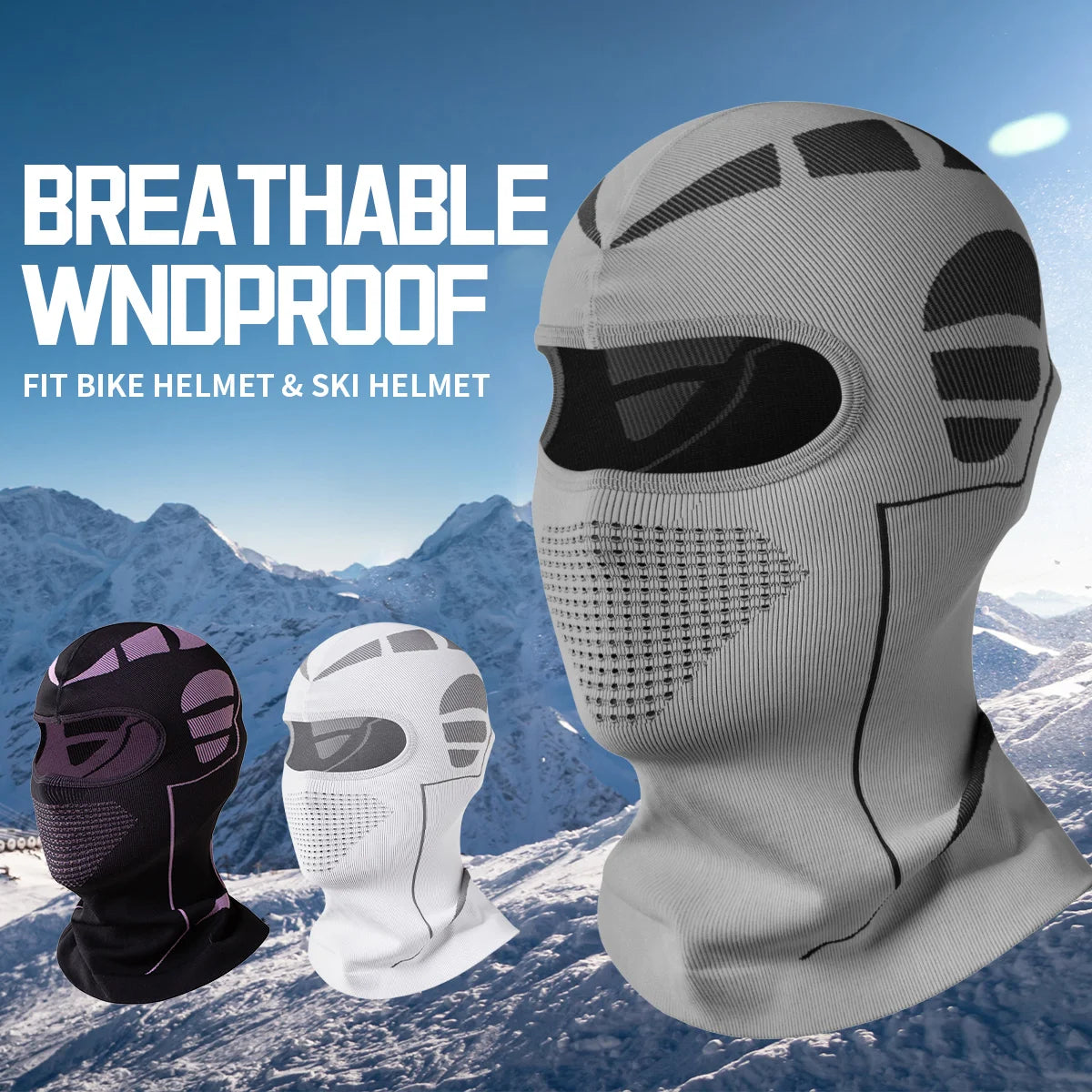 Full Face Ski Balaclava - Stretchy Under Helmet Winter Mask