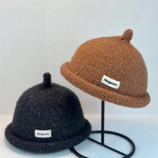 Women's Turned-Up Brim Knit Beanie - Minimalist Winter Hat