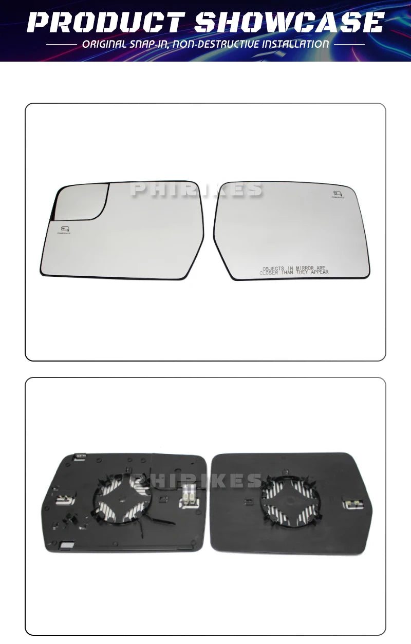 Heated Side Wing Mirror Glass for Ford F-150 2011–2014 (2-Pack)