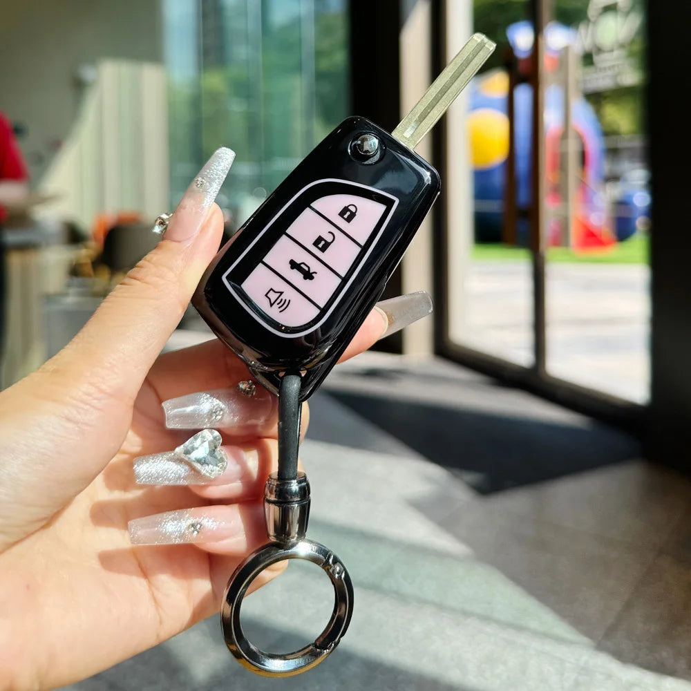 TPU Car Folding Key Case Cover Fit for Toyota Corolla Fortuner Tundra RAV4 Keyless Auto Accessories