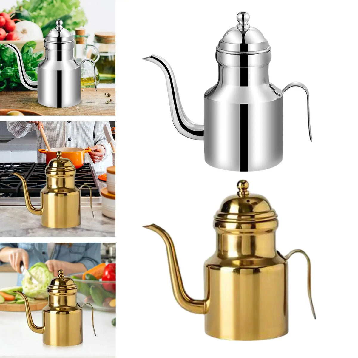 Olive Oil Bottle with Handle & Lid - Pour Spout Dispenser, 2 Sizes - photo 4