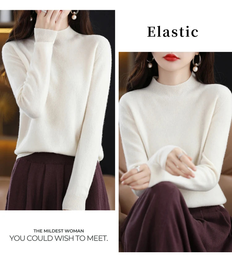 Women's Merino Wool Mock Neck Sweater