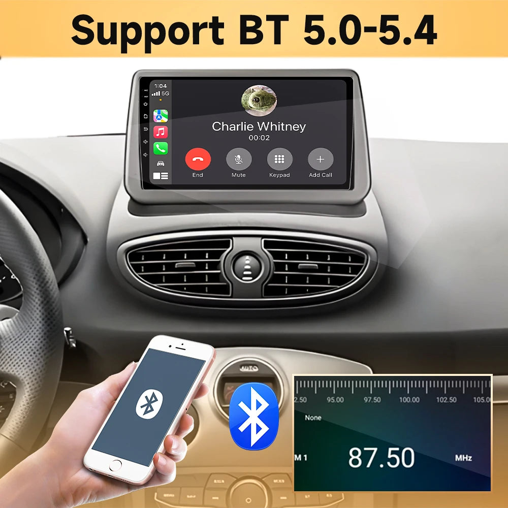 Android 16 Auto Car Radio For Renault Clio 3 2005-2014 Wireless CarPlay 4G Multimedia Player Navigation GPS Autoradio BT No 2din