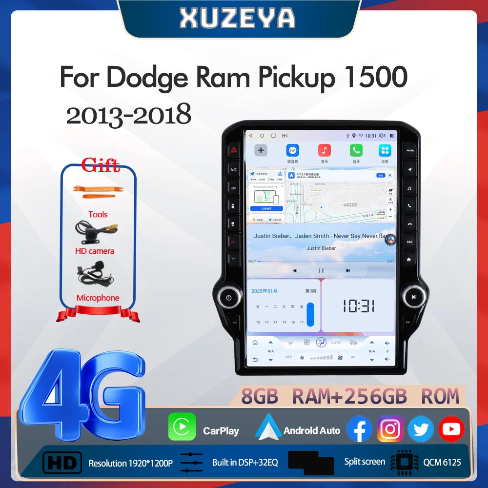 14.5" Android 13 Multimedia GPS Radio — Dodge RAM 1500 Pickup (2013-2018)