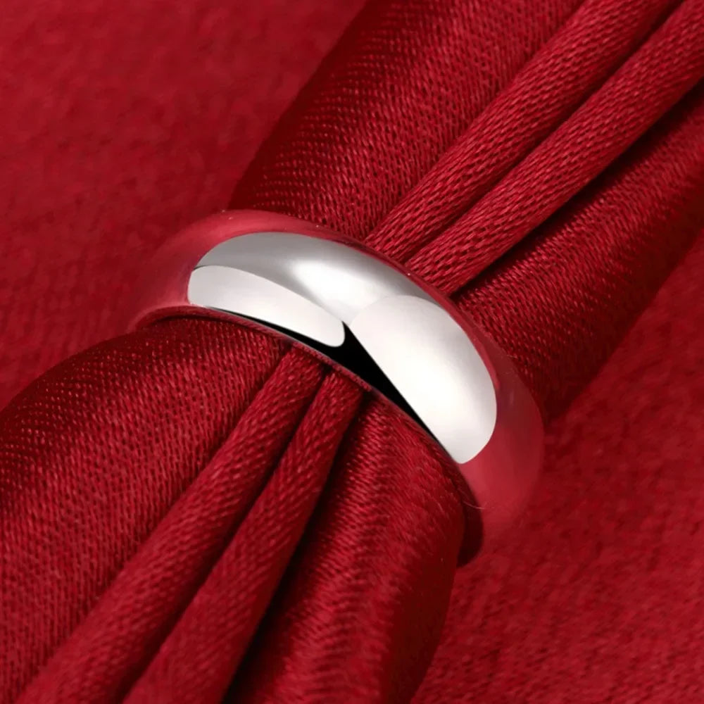 925 Sterling Silver Smooth Round Ring for Women - Sizes 5-11