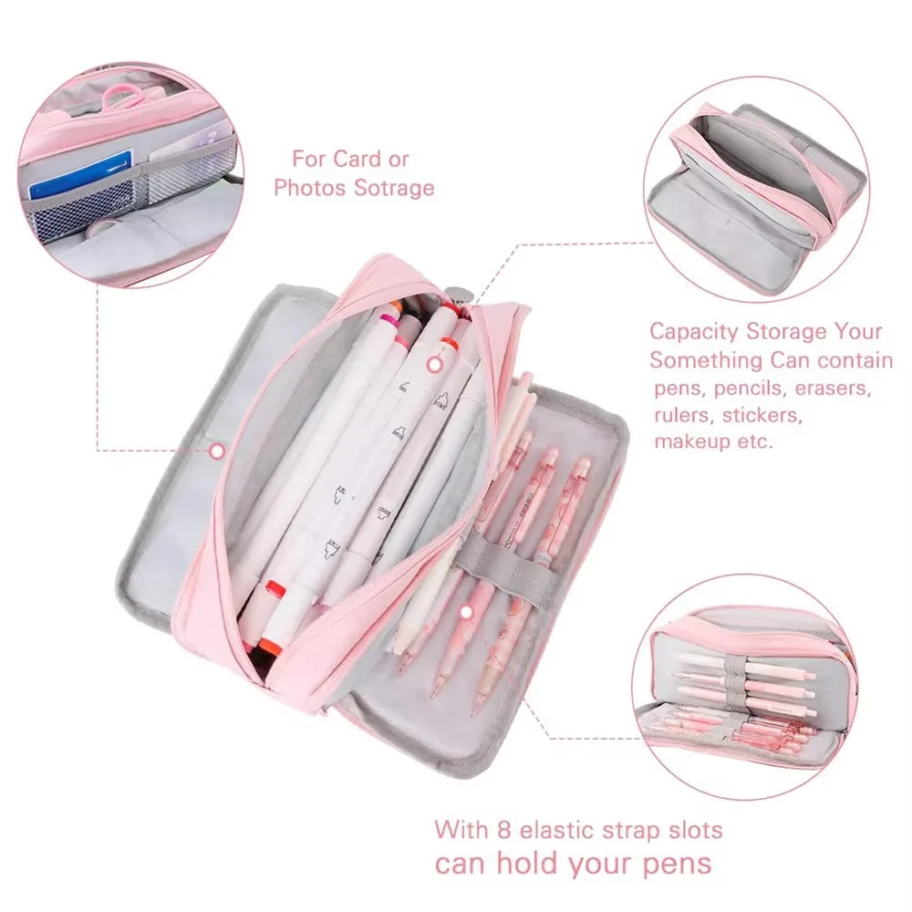 3/4 Compartment Pencil Case Multilayers Large Capacity School Student Pencil Cases Transparent Partition Pen Divider Pen Bag