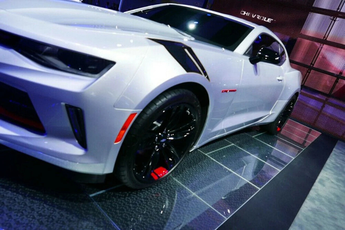 2pcs Glossy Side Fender Hash Marks Stripe Decals Stickers For Chevy Corvette Camaro