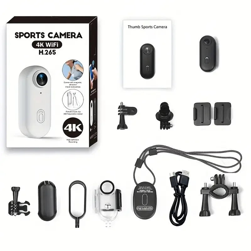 4K Thumb Action Camera — Stabilised Sports Body Cam, 800mAh