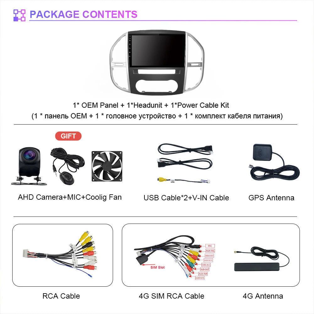 Android Car Radio Head Unit with CarPlay for Mercedes-Benz Vito W447 (2014-2020)