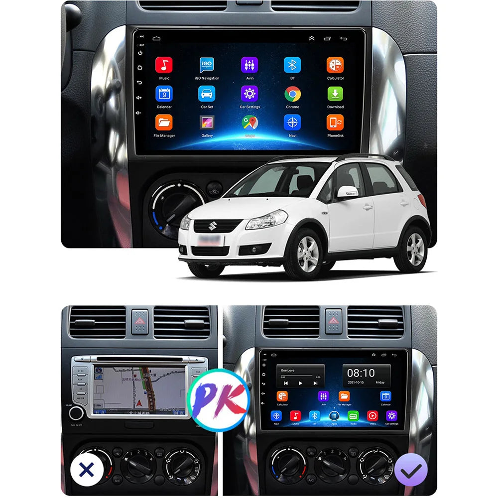 Android 16 Car Radio 4G+WIFI Carplay For Suzuki SX4 2006-2013 For Fiat Sedici 2005-2014 Car Multimedia GPS 2din autoradio