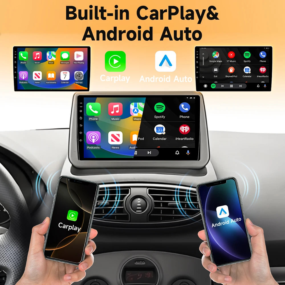 Android 16 Auto Car Radio For Renault Clio 3 2005-2014 Wireless CarPlay 4G Multimedia Player Navigation GPS Autoradio BT No 2din