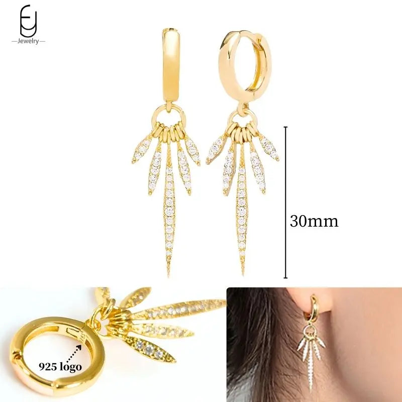 925 Sterling Silver Crystal Drop Earrings for Women - Heart & Flower Studs