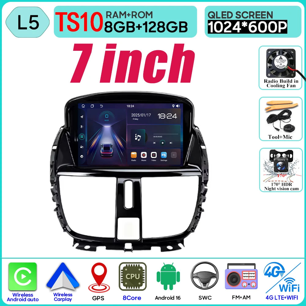 Car Radio Android 16 For Peugeot 207 207CC 2006 - 2015 Carplay Video GPS Navigation Multimedia Player DVD No 2din 4G Wifi BT RDS