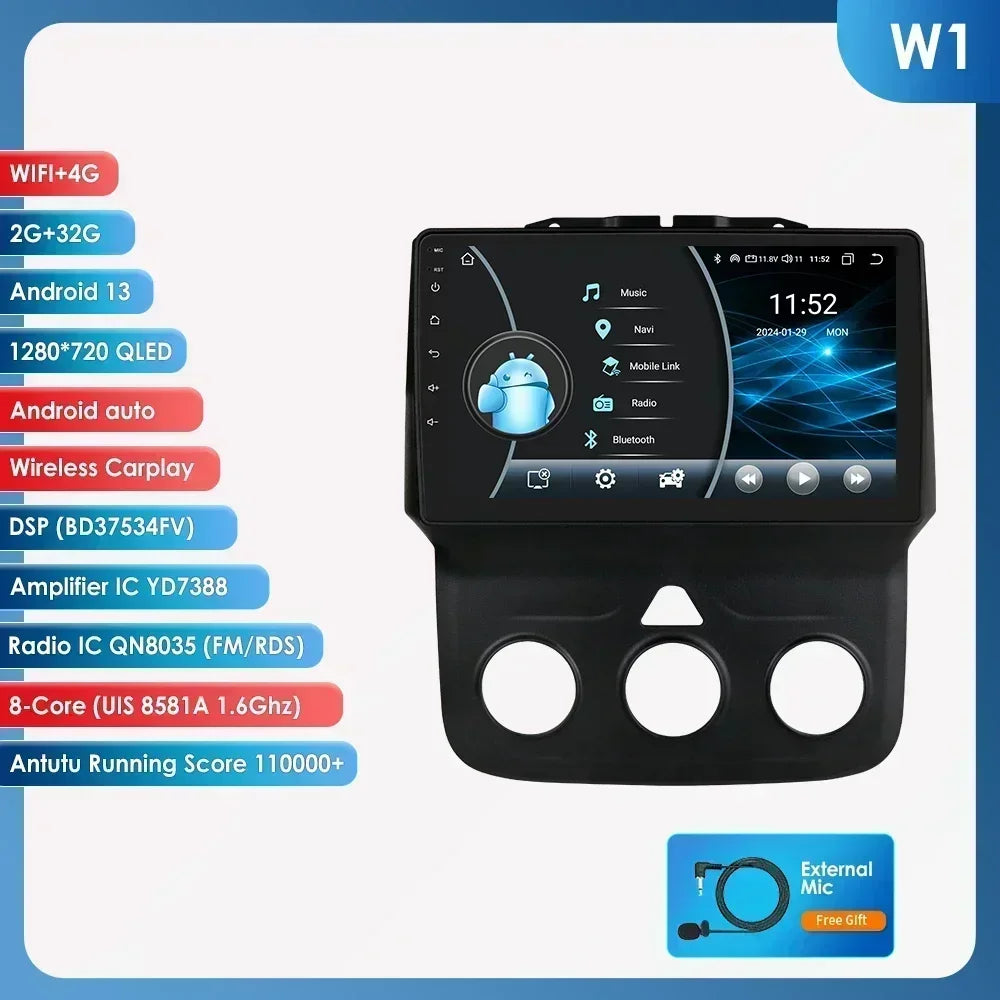 Hizpo 9" Android Car Radio for Dodge Ram 1500/2500/3500 2013-2018 (Manual AC)