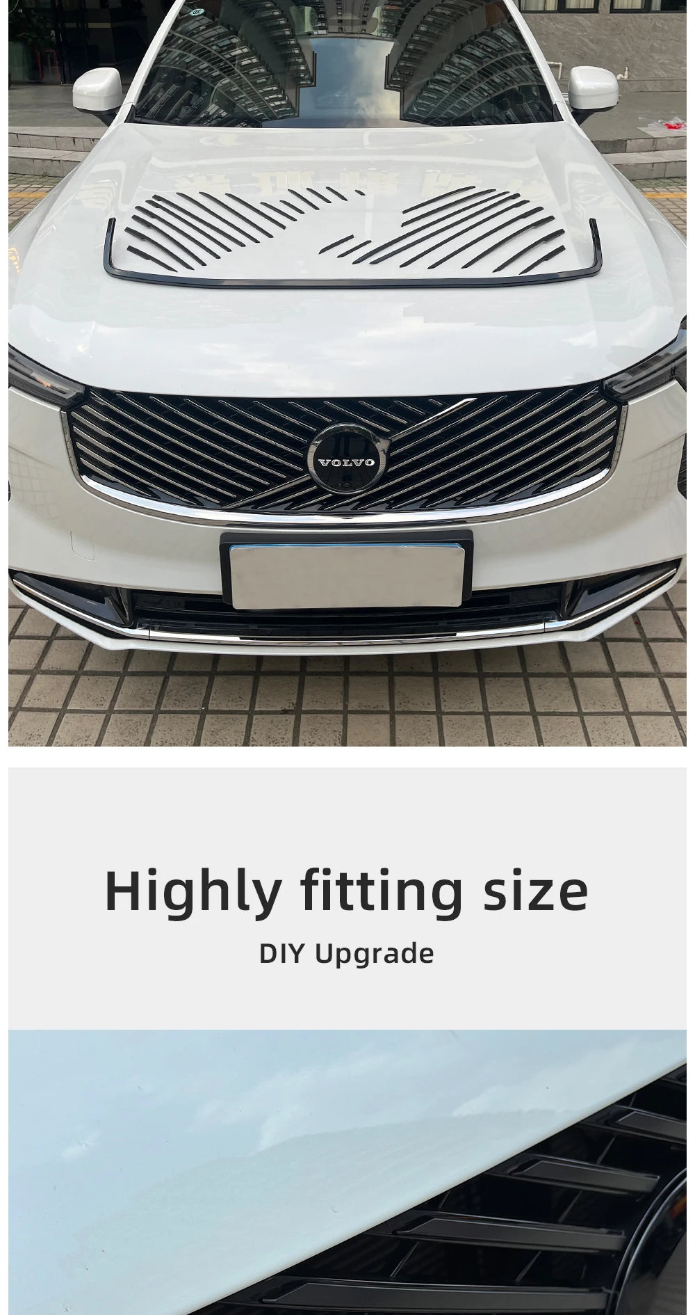Volvo XC60 XC90 S90 2026 Grille Modification Upgrade – ABS Bright Black Double-Sided Adhesive Install