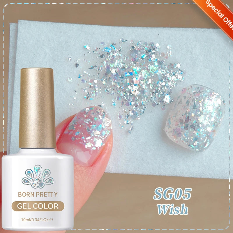 BORN PRETTY Christmas Green Glitter Gel Nail Polish 10ml Sparking Red Glitter White Gold Silver Santa Winter Snowflake Soak Off