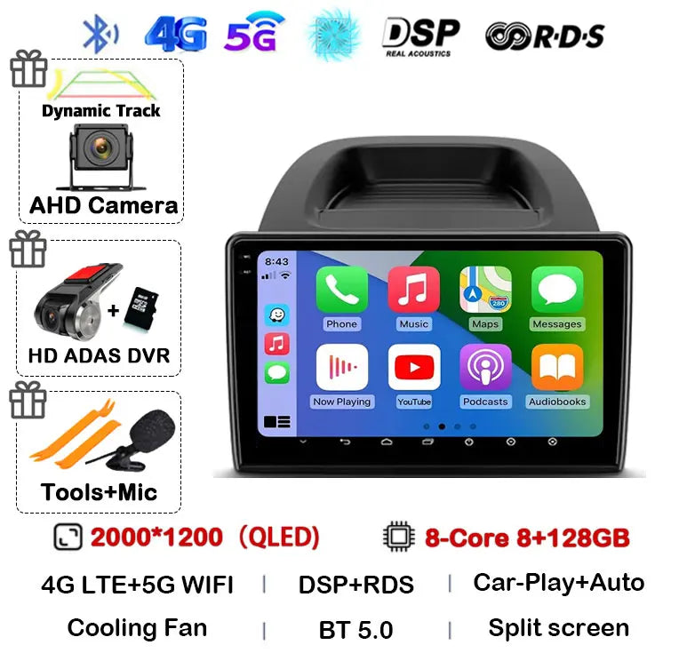 Android 16 Car Radio For Ford EcoSport Eco Sport 2017 2018 - 2023 Carplay Auto GPS Navigation 2 Din Player WIFI+4G Stereo Video