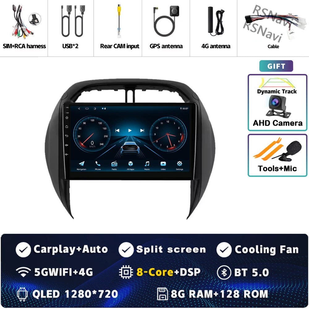 Android 16 For Toyota RAV4 2 CA20 CA20W XA20 2003 - 2005 2K QLED Stereo Car Radio Multimedia Video Player GPS 4G CarPlay
