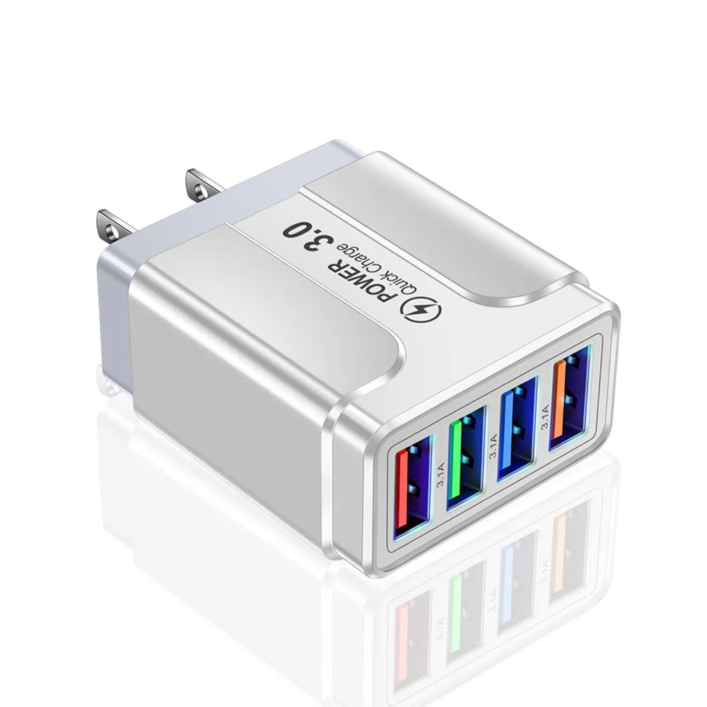 4-Port Quick Charge 3.0 Wall Charger for Mobile Devices
