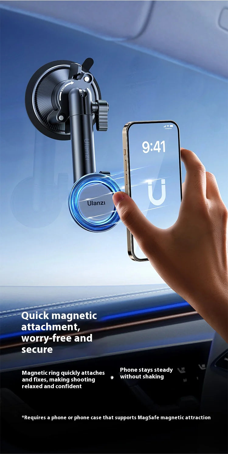 Original Ulanzi ZJ06 Phone Holder Suction Cup Telescopic Bracket Magnetic Fixation Vehicle Mounted Photography Stand Magsafe