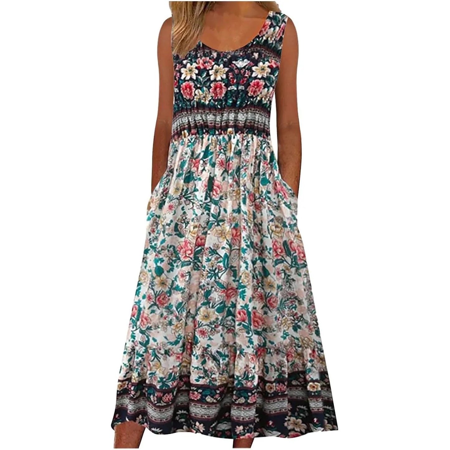Women's European Print Sleeveless Pullover Casual Dress – Summer Floral Strap Dress 2026